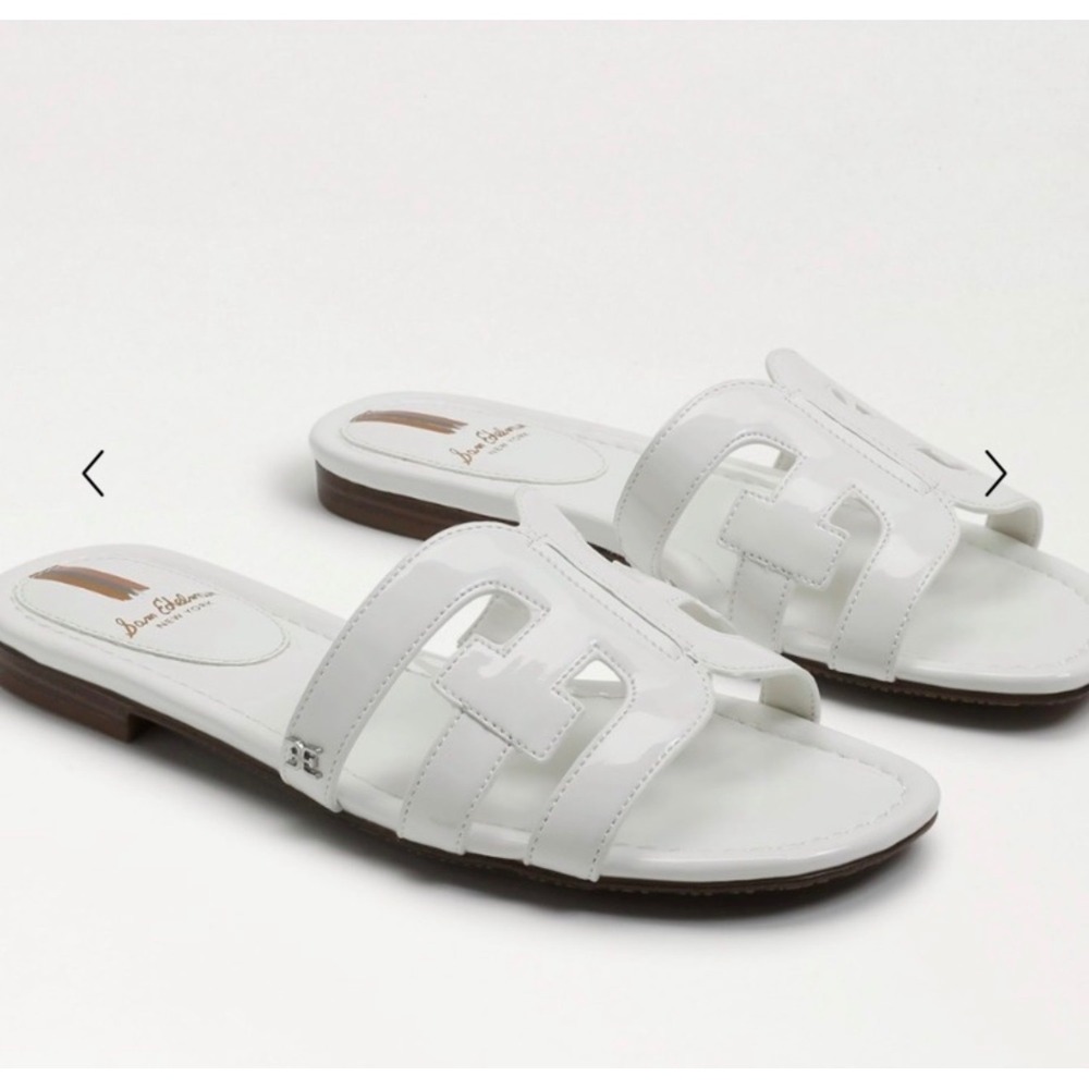Sam Edelman Bay White Patent Flat Sandals Slides 8.5 NWT NIB